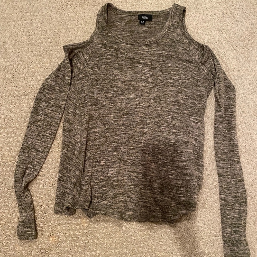 Dark green/army green long sleeve sweater with open shoulders